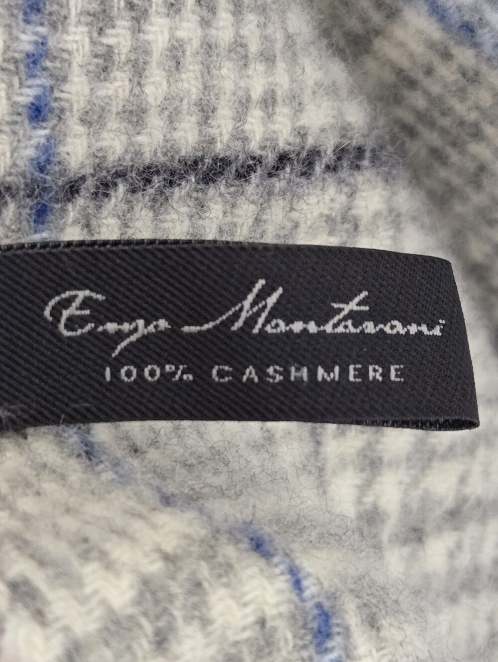 Enzo Mantovani Mens 100% Cashmere Scarf 12x60 in Fringe Light Grey Blue Luxery - Picture 10 of 13
